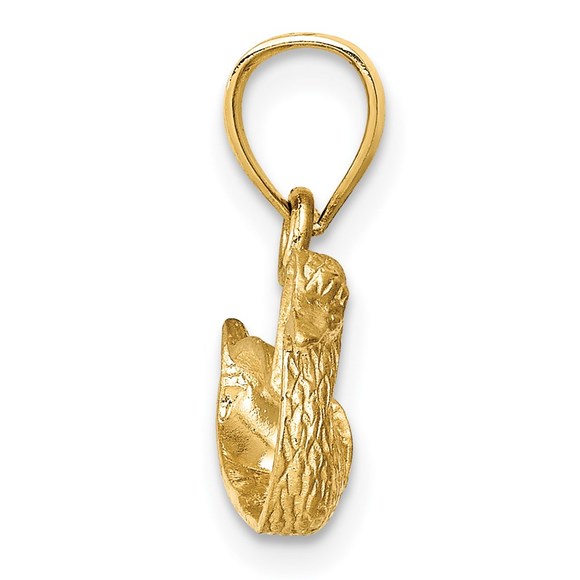 14k Yellow Gold Mini Animal Bird Diamond-cut Duck Pendant - Picture 2 of 4